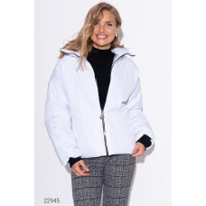 Дутая oversize-куртка с высоким воротом, белый