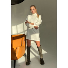 Ангоровое платье-свитер с высоким воротом, молочный