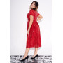 Платье с запахом и отделкой пайетками красного цвета