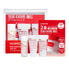 MEDI-PEEL Набор миниатюр Red Lacto Collagen Mini Multi Kit (cleans.oil/20ml + cleans.foam/15ml + cr/15ml + peel.pad 5 pcs)