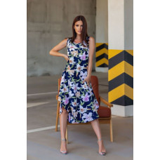 Синий асимметричный сарафан с принтом