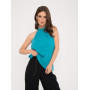 Бирюзовая блуза-халтер с бантом на спинке