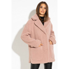 Шуба из искусственного меха в стиле oversize с отложным воротником и накладными карманами по бокам