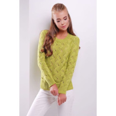 Стильный  фисташковый джемпер, дополнен тонким пояском