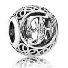 Серебряный шарм Пандора "Буква F" 791850CZ