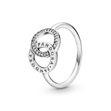 Серебряное кольцо Пандора Двойное Логотип 54 196326CZ