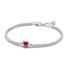 Серебряный браслет Пандора "Красное сердце" 590041C02